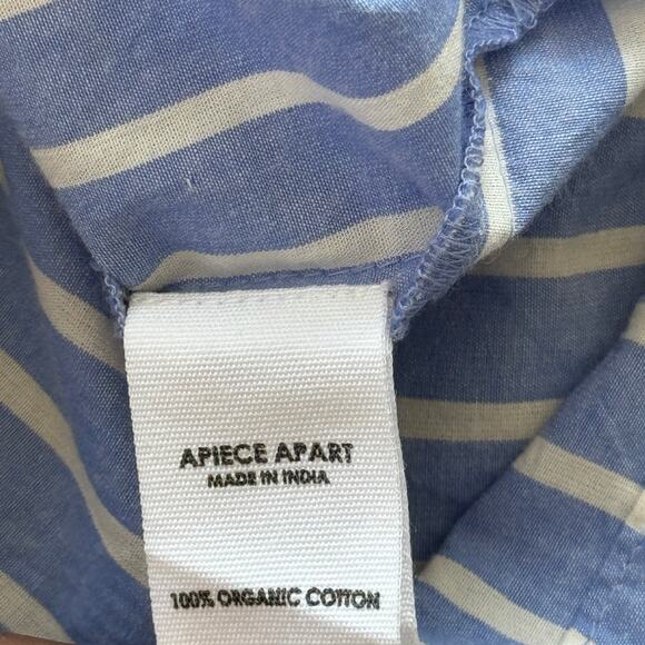 Apiece Apart Adorna Smocked Striped Cotton Mini Dress Blue White Size Medium - Picture 8 of 9